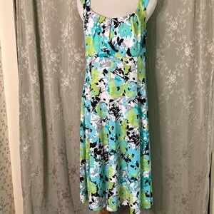 Dressbarn Blue and White Scoop Neck Midi Sundress